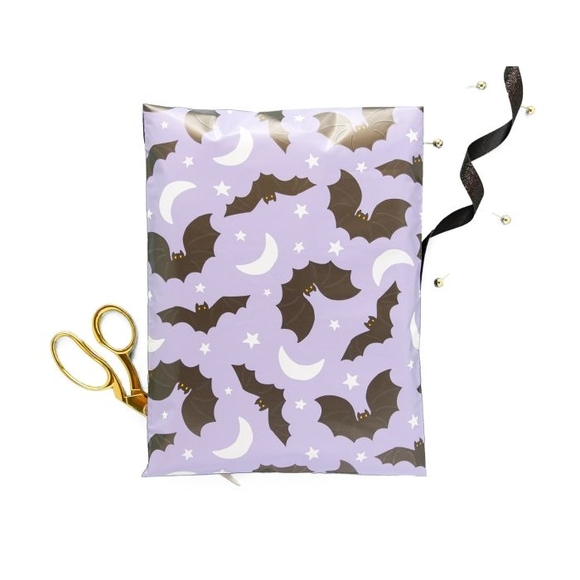 10 14.5" By 19" Purple Bat and Moon Pollymailers - Picture 1 of 2